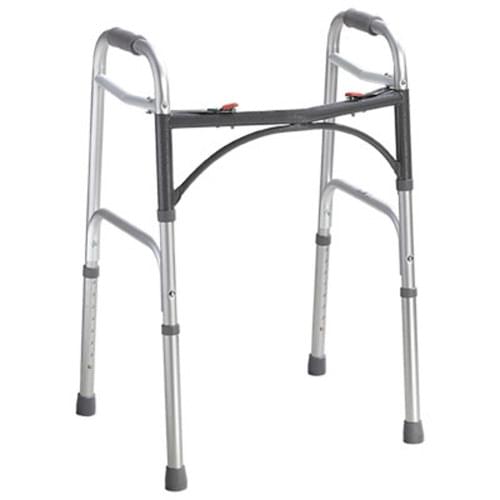 Deluxe Two Button Folding Walker - No Wheels