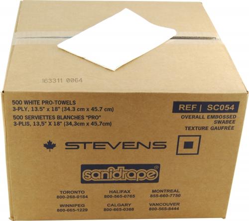 TOWEL 3PLY TISSUE WHT 13.5x18 P63 STEVENS EMB CA/500 (170)