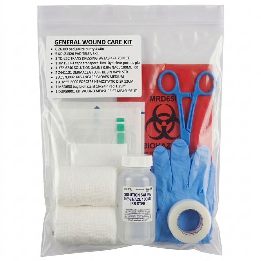 General Wound Care Kit with Saline Wash & Hydrogel Dressings