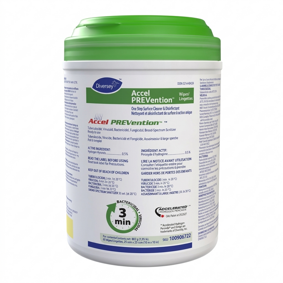 Accel Prevention Wipes 10X10 0.5%P H 60 Sheets