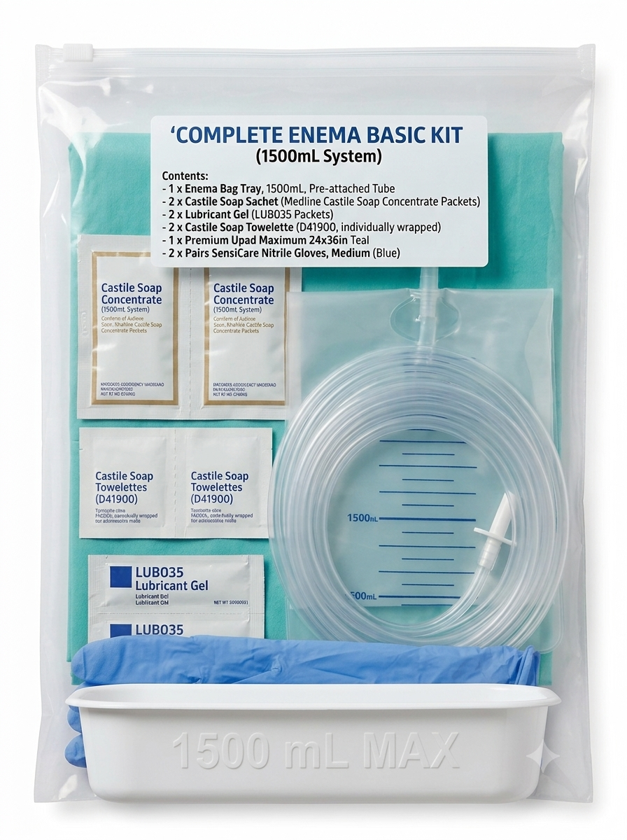 Complete Enema Basic Kit with 1500mL Bag & Castile Soap