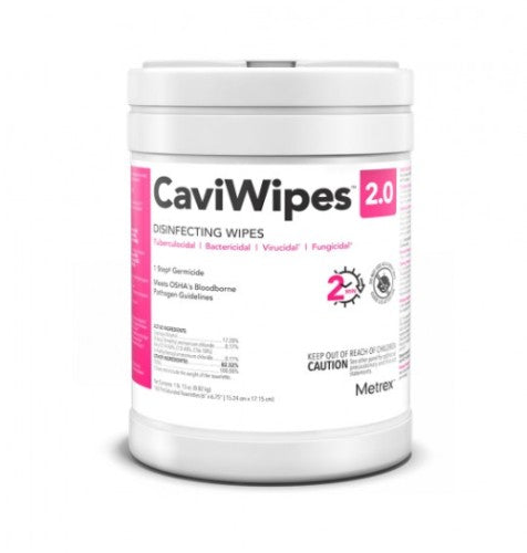 CaviWipes 2.0 Disinfecting Surface Wipes, Regular - 6" x 6.75" (Canister of 160)