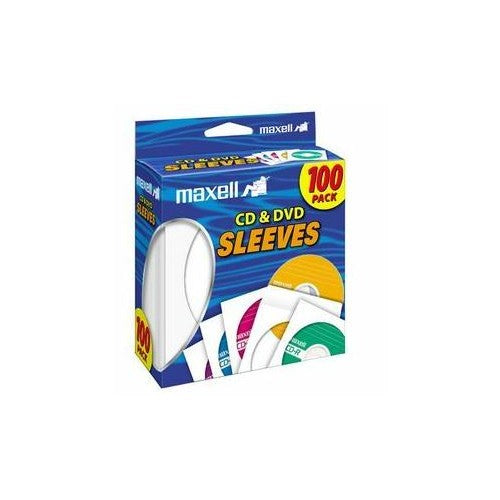 Maxell CD-402 CD/DVD Sleeves (100-Pack) - Sleeve - Slide Insert - White