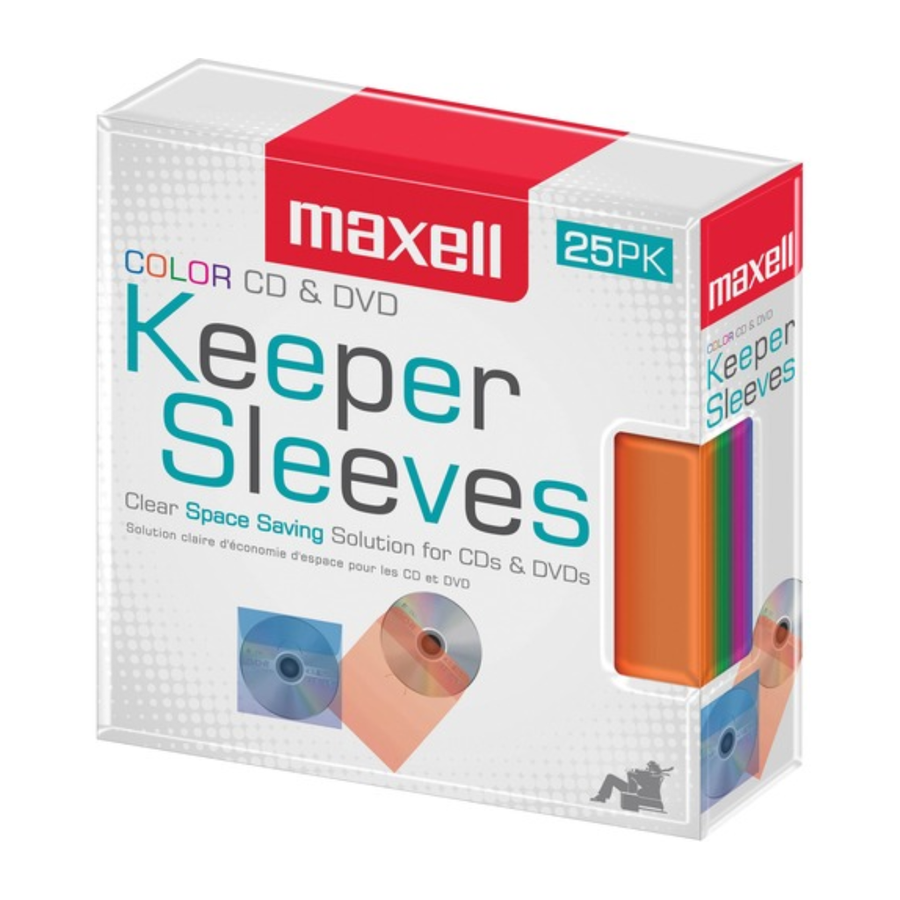 Maxell CD/DVD Keeper Sleeves - Sleeve - Plastic - Assorted