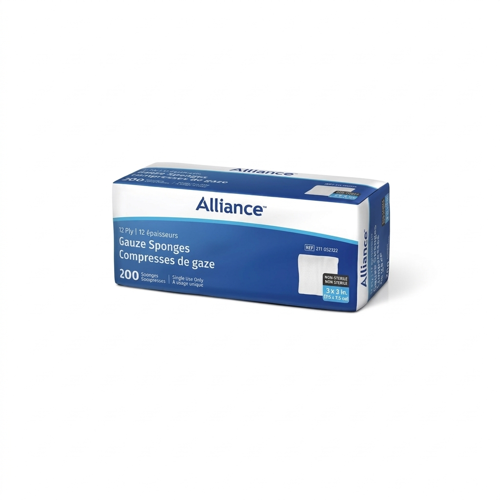 Alliance™ Non-Sterile Woven Gauze Sponge; 12-Ply, 3" x 3" (7.6 cm x 7.6 cm) PKG/200 EACH