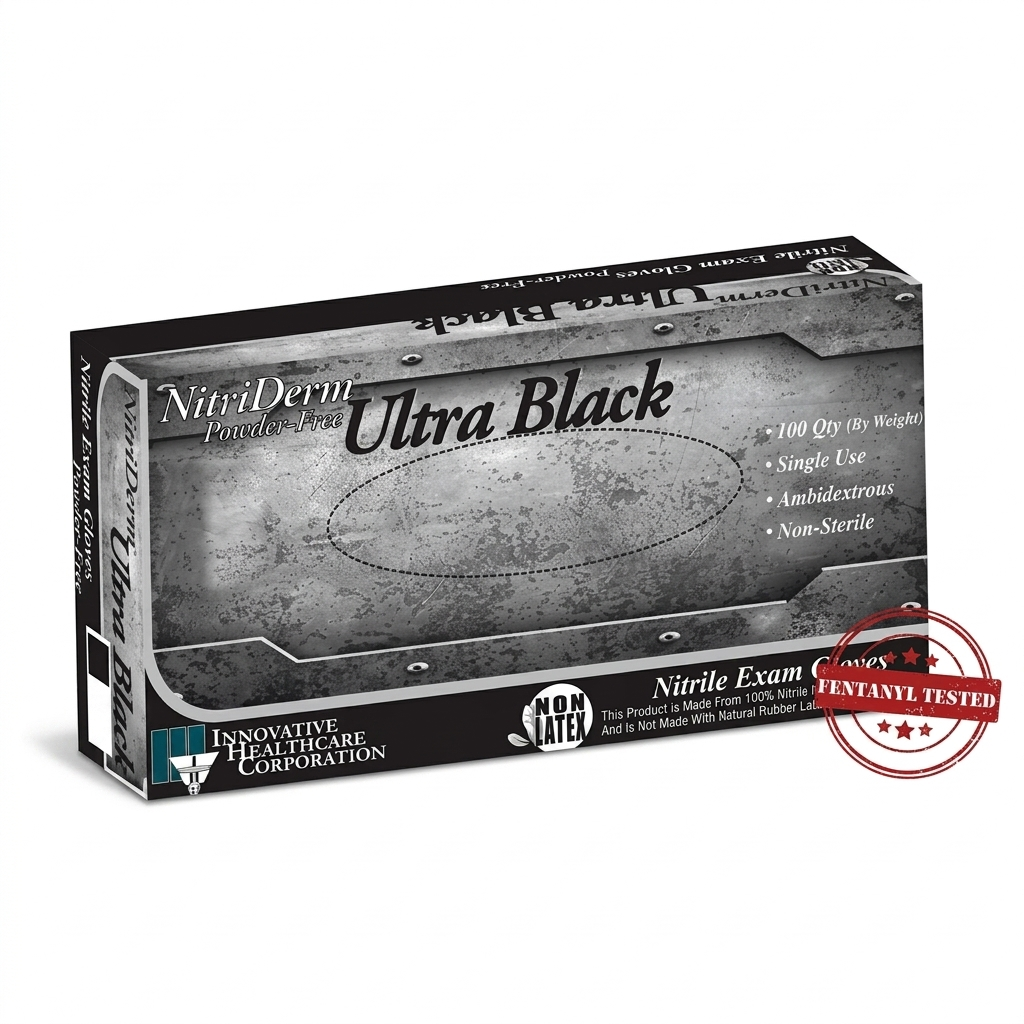 NitriDerm Ultra Black Nitrile Powder Free Gloves - (Box of 100)