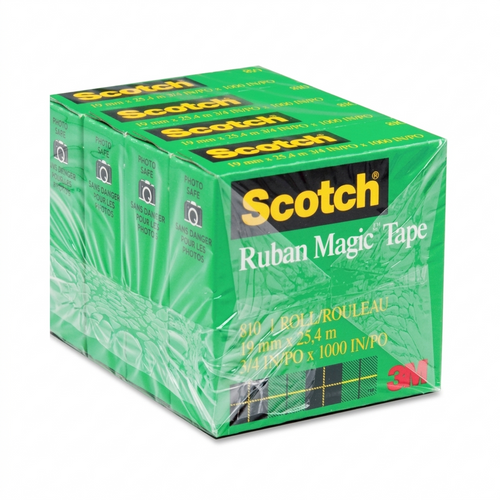 3M Scotch Magic Transparent Tape - 27.3 yd (25 m) Length x 0.71" (18 mm) Width - 1" Core - 4 / Pack - MMM8104PKC
