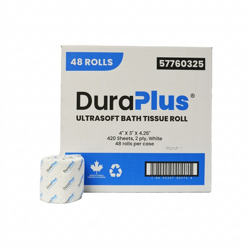 DURA PLUS TOILET TISS PAPER 420 SHEET 2 PLY WHITE  - 57760325