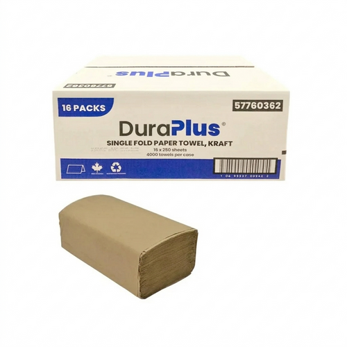 DURA PLUS SINGLE FOLD TOWEL PAPER 9X9 WHITE