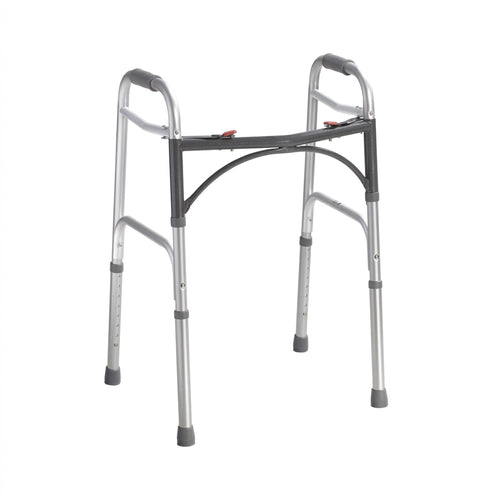 Deluxe Two Button Folding Walker - No Wheels