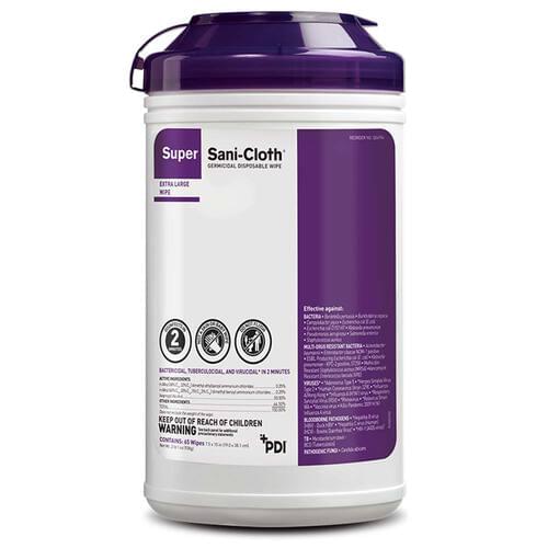 Super Sani-Cloth Germicidal Extra Large Wipes 65/Canister