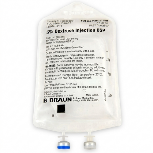 SOLUTION DEXTROSE 5% 100/150ML INJ && PARTIAL ADDITIVE BAG PLAS CA/64