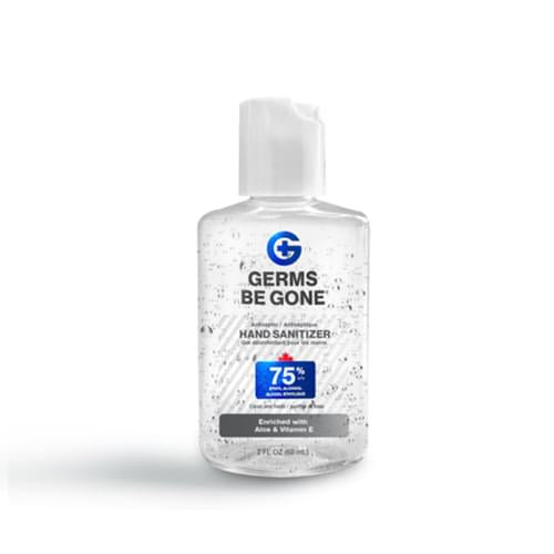 Germs Be Gone Hand Sanitizer Gel 2oz 75% v/v Ethyl Alcohol with Aloe & Vitamin E