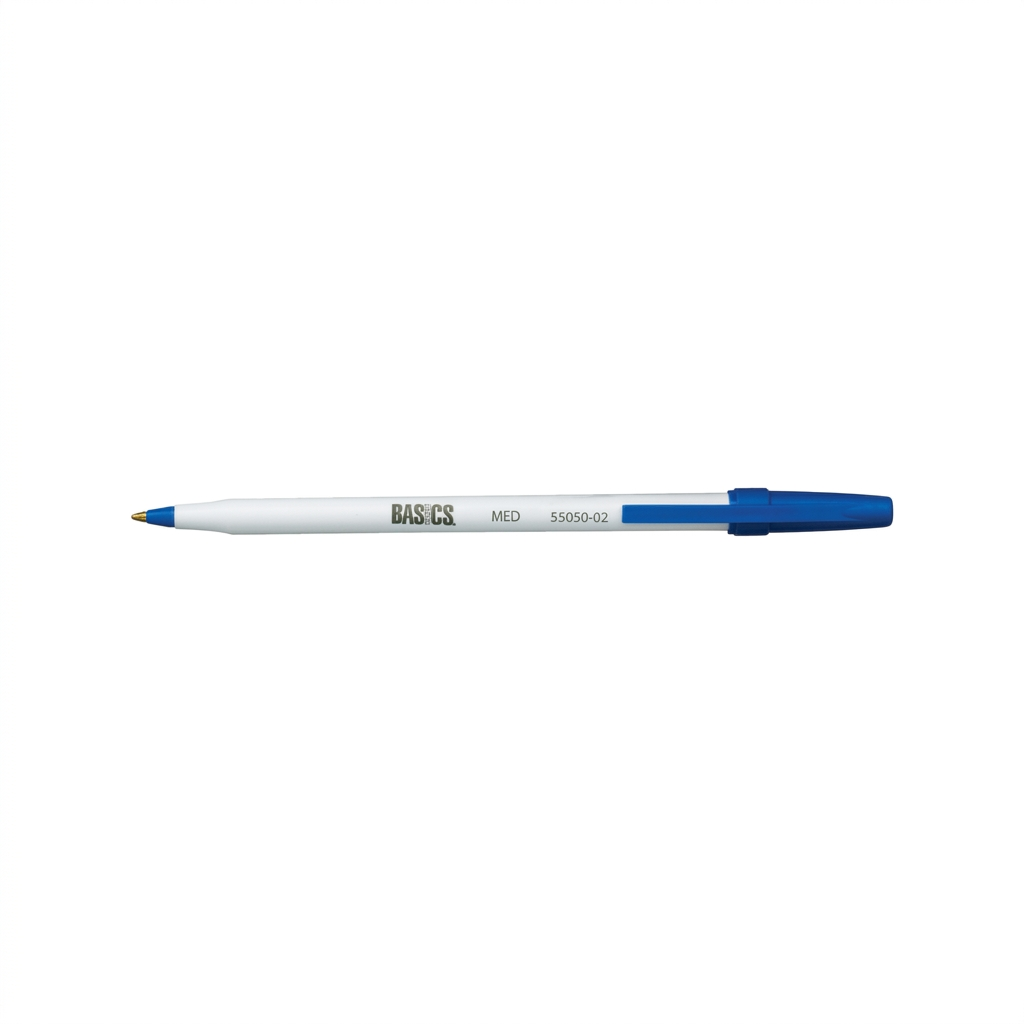 BASICS STICK PENS - MEDIUM PEN POINT - BLUE - 12 / PACK