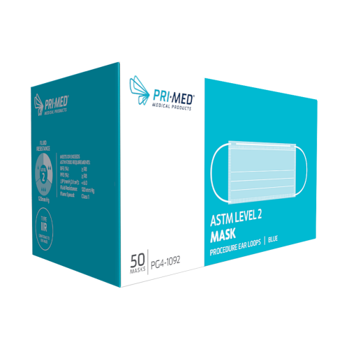 PRIMED ASTM Level 2 Procedure Earloop Face Mask - Blue (Box of 50)