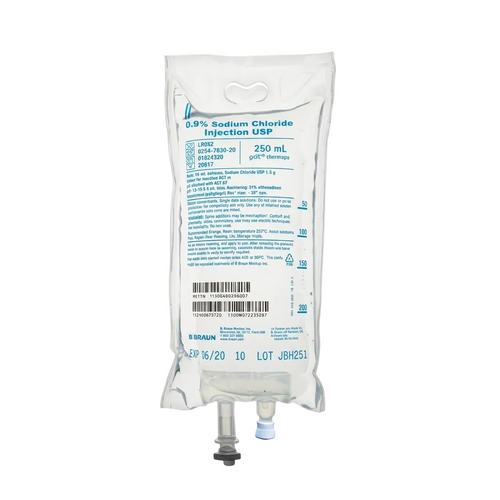 BBraun Sodium Chloride IV Bag - 250ml - CASE
