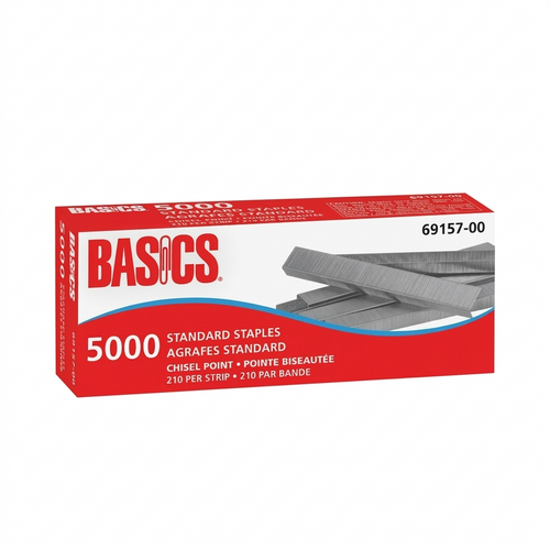 Basics® Standard Staples Chisel Point 5,000/box - 210 Per Strip - 1/4" - Chisel Point5000 / Box