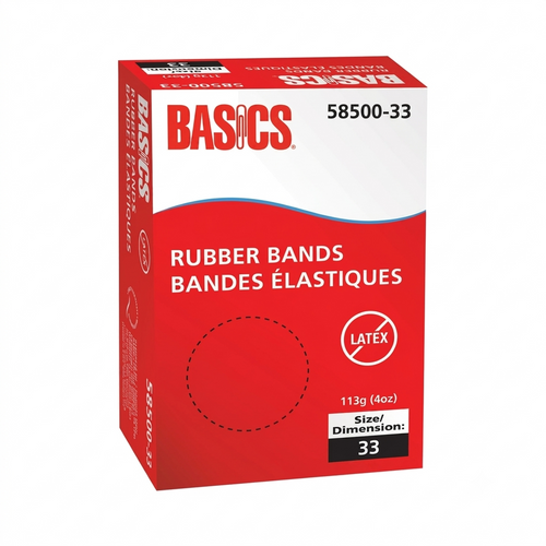 Basics® Latex Free Rubber Bands #33 4 oz - Size: #33 - 3.50" (88.90 mm) Length x 0.13" (3.18 mm) Width - Natural