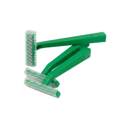 RAZOR PREP TWIN SHRT HNDL GRN FXD CMB 10EA/BG 5BG/BX 10BX/CA