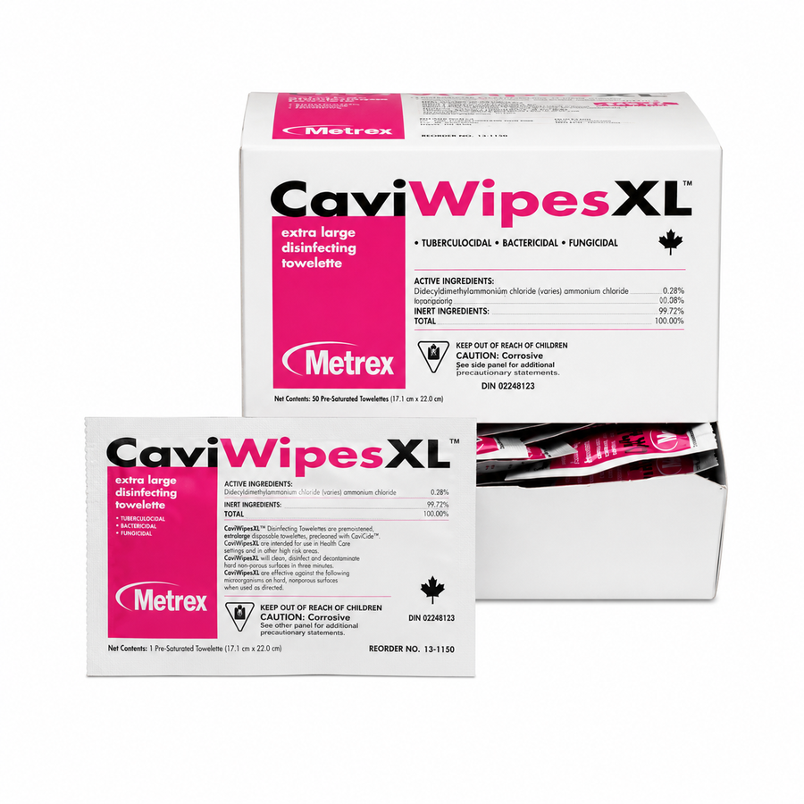 CaviWipes XL Surface Disinfectanting Wipes, Individually Wrapped - Box of 50