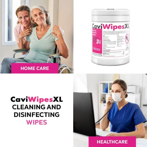 CaviWipes XL Disinfecting Surface Wipes - 9" x 12" (65 Wipes Per Canister)