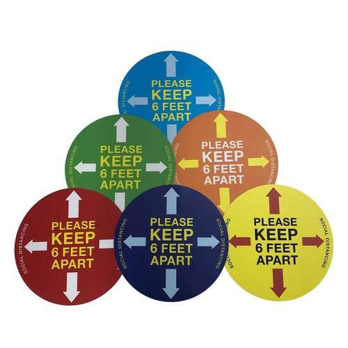 6' Apart Social Distancing Graphic 9" Diameter Blue