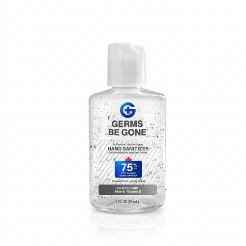 Germs Be Gone Hand Sanitizer Gel 2oz 75% v/v Ethyl Alcohol with Aloe & Vitamin E