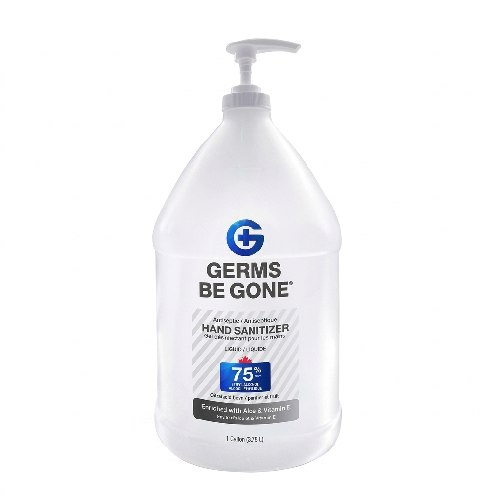 Germs Be Gone Hand Sanitizer Gel Pump 75% v/v Ethyl Alcohol W/ Aloe &amp; Vit E - 3.78 L