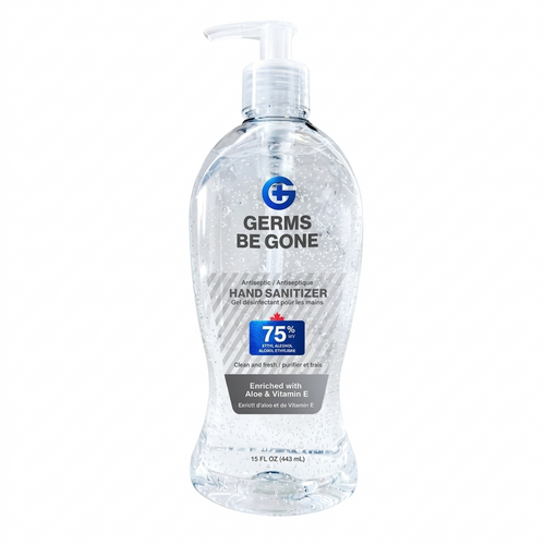 Germs Be Gone Hand Sanitizer Gel 443 mL 75% v/v (65% w/w) Ethyl Alcohol with Aloe & Vit E