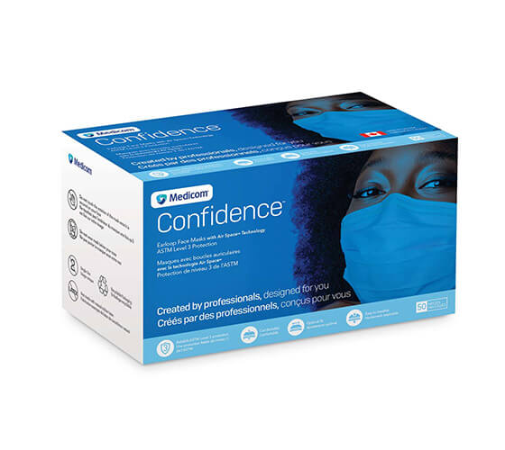 ASTM Level III Adult Face Masks - Box of 50 - MEDICOM Confidence Earloop Face Masks