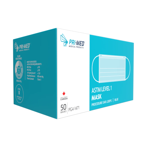 PRIMED ASTM Level 1 Procedure Earloop Face Mask - Blue (Box of 50)