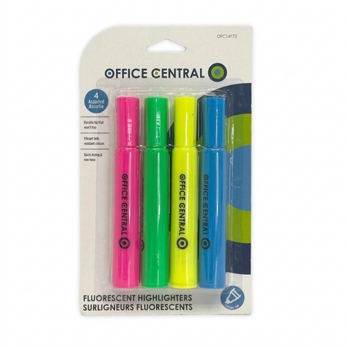 Hi-Liter Desk Style Highlighter - Chisel Marker Point Style - Yellow, Blue, Green, Pink - 4 / Set