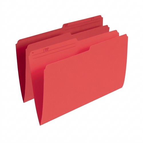 Pendaflex 1/2 Tab Cut Legal Recycled Top Tab File Folder - 8 1/2" x 14" - Red - 10% Recycled - 100 / Box