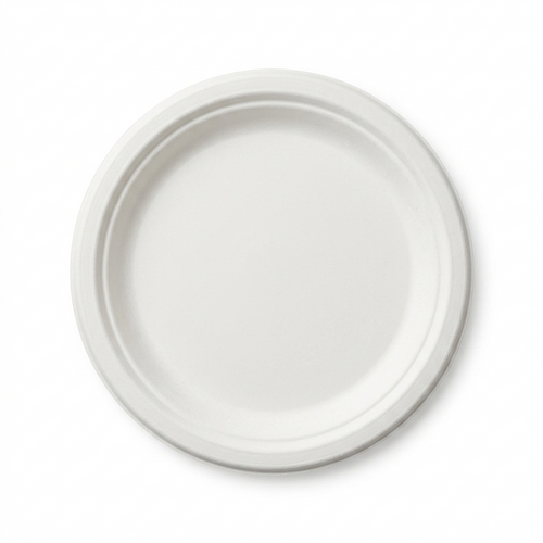 P090 RITEEARTH 9" BAGASSE ROUND PLATES 500/CS, 48CS/SK 8CS/TI, 4X125