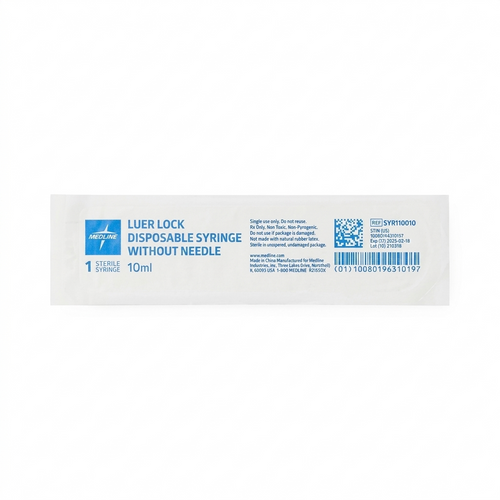 Medline Syringe Only; 10 mL, Luer Lock BOX/100 EACH