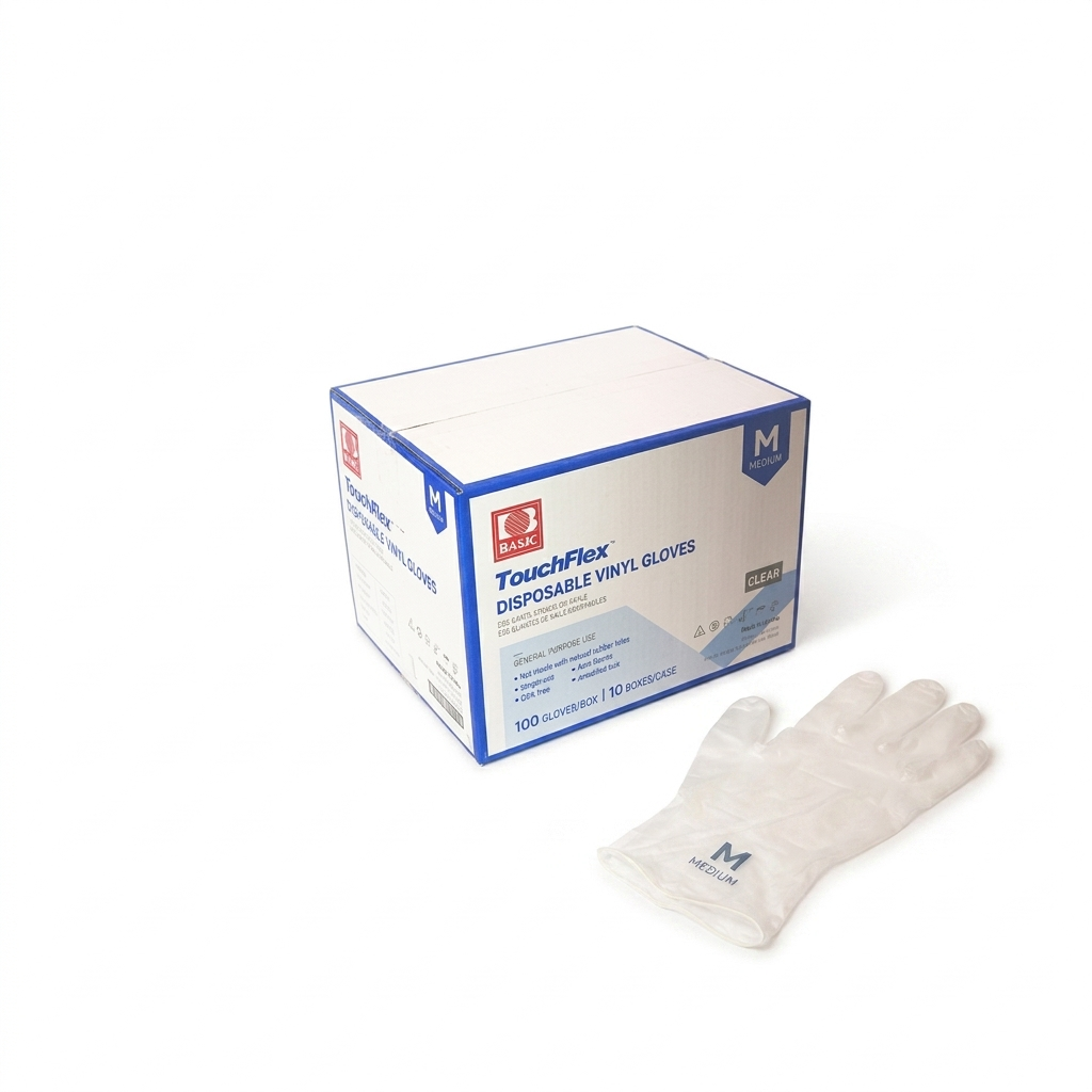 TOUCH FLEX VIYNL GLOVES MEDIUM CLEAR