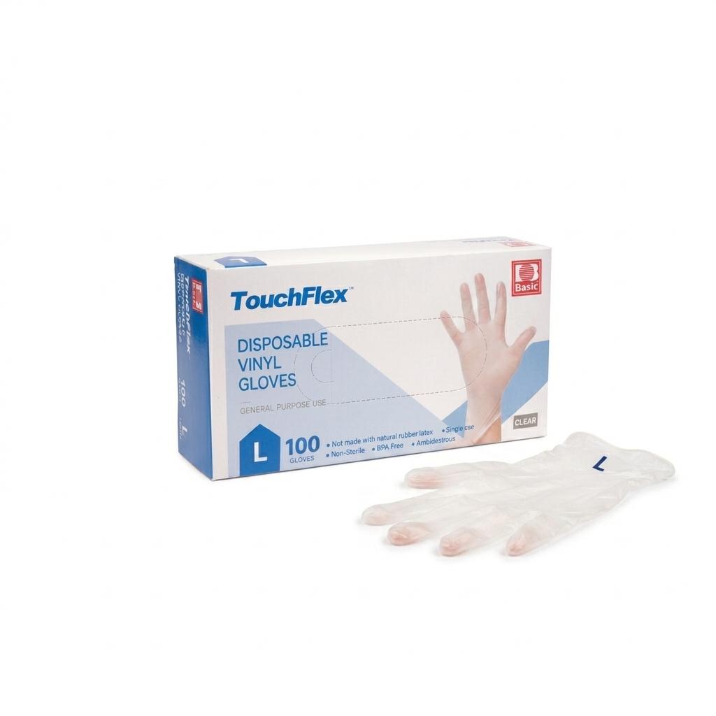 TOUCH FLEX VIYNL GLOVES LARGER CLEAR