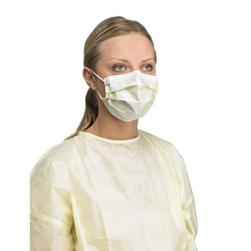 PRIMED PG4-1001 Level 1 Earloop Face Mask Yellow 3-Ply With Filter - Box of 50