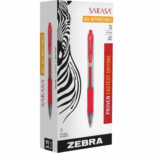 Zebra Pen Sarasa Gel Retractable Pens - Medium Pen Point - 0.7 mm Pen Point Size - Refillable - Retractable - Red Pigment-based Ink - Translucent Barrel