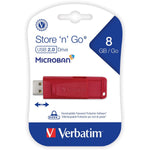 Verbatim 8GB Store 'n' Go USB Flash Drive - Red - 8 GB - USB 2.0 - Red - Lifetime Warranty - 1 Each thumbnail 2