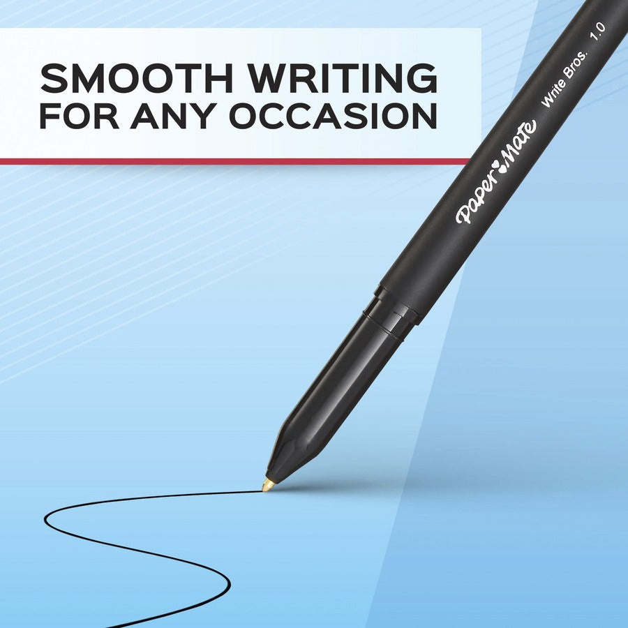 Paper Mate Write Brothers Ballpoint Stick Pen - Medium Pen Point - Black - Black Barrel