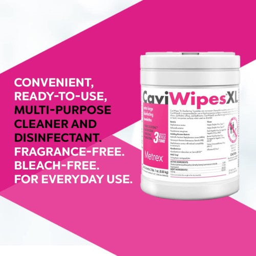 CaviWipes XL Disinfecting Surface Wipes - 9" x 12" (65 Wipes Per Canister)