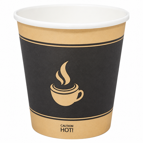 Morning Dew - 4 oz Hot Paper Cups - Ebony Print - H4E - Case of 1000 Cups - CUP194