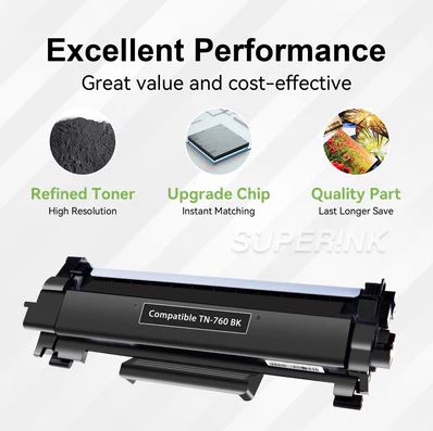 Compatible Brother TN-760 / TN760 Black Toner WITH CHIP