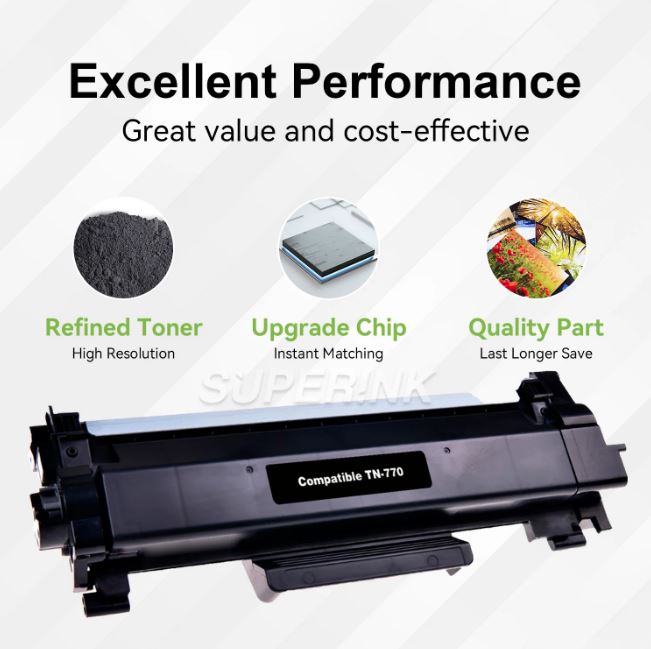 Compatible Brother TN-770 Black Toner Cartridge With Chip